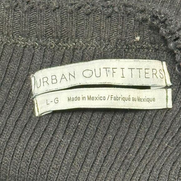 URBAN OUTFITTERS Women’s Black Ribbed One-Shoulder Cropped Tank Top Size Large - Picture 5 of 5